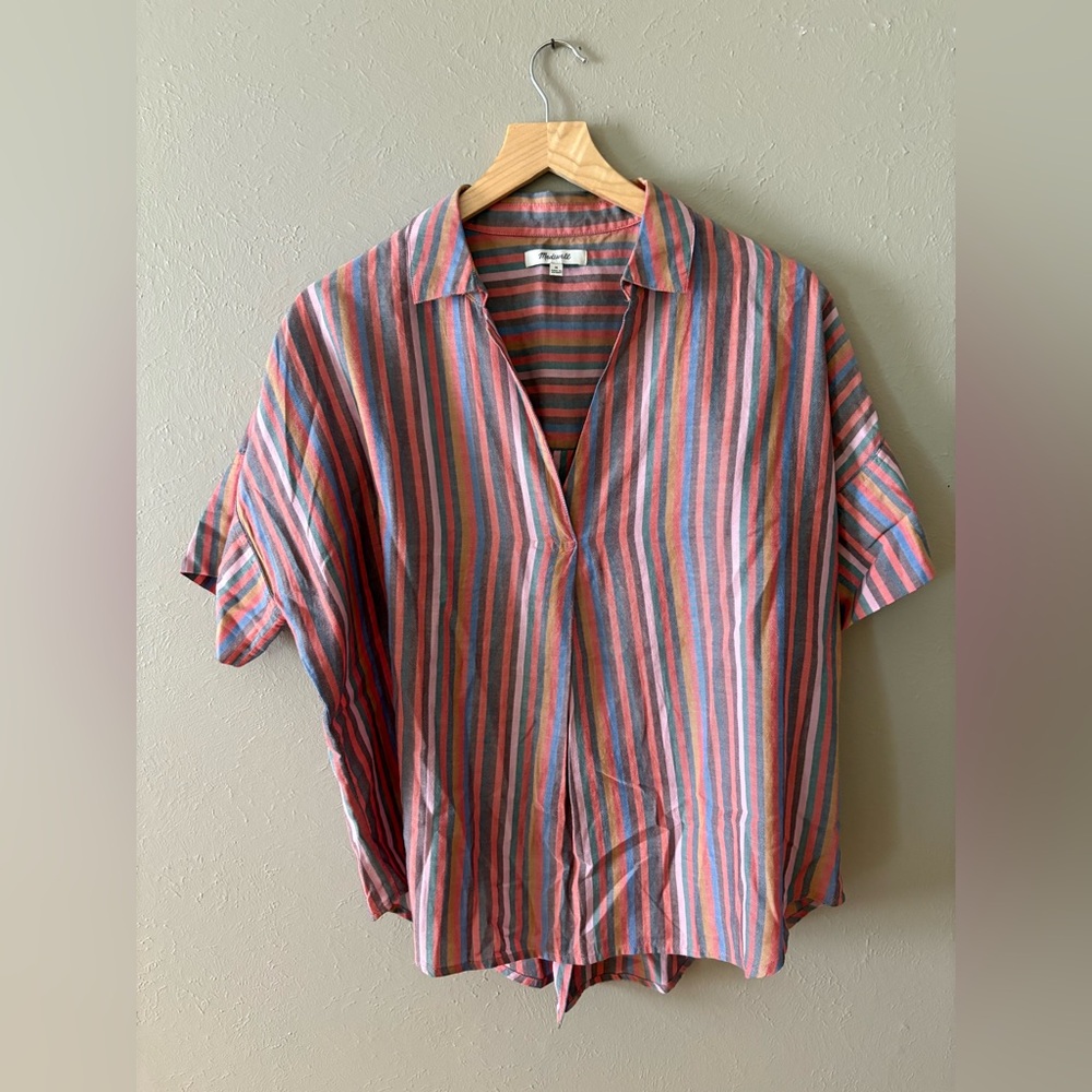 Madewell striped short sleeve blouse